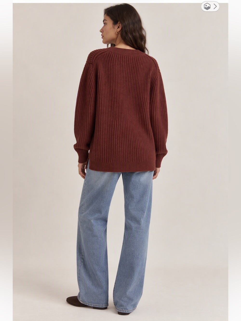 Babaton 100% Merino Wool Oversized Rusty Brown Size Small - Picture 3 of 11